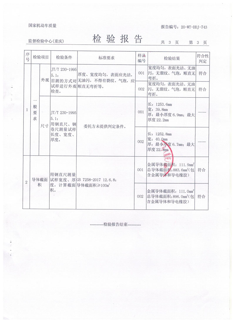 汽车导静电拖地带1250报告